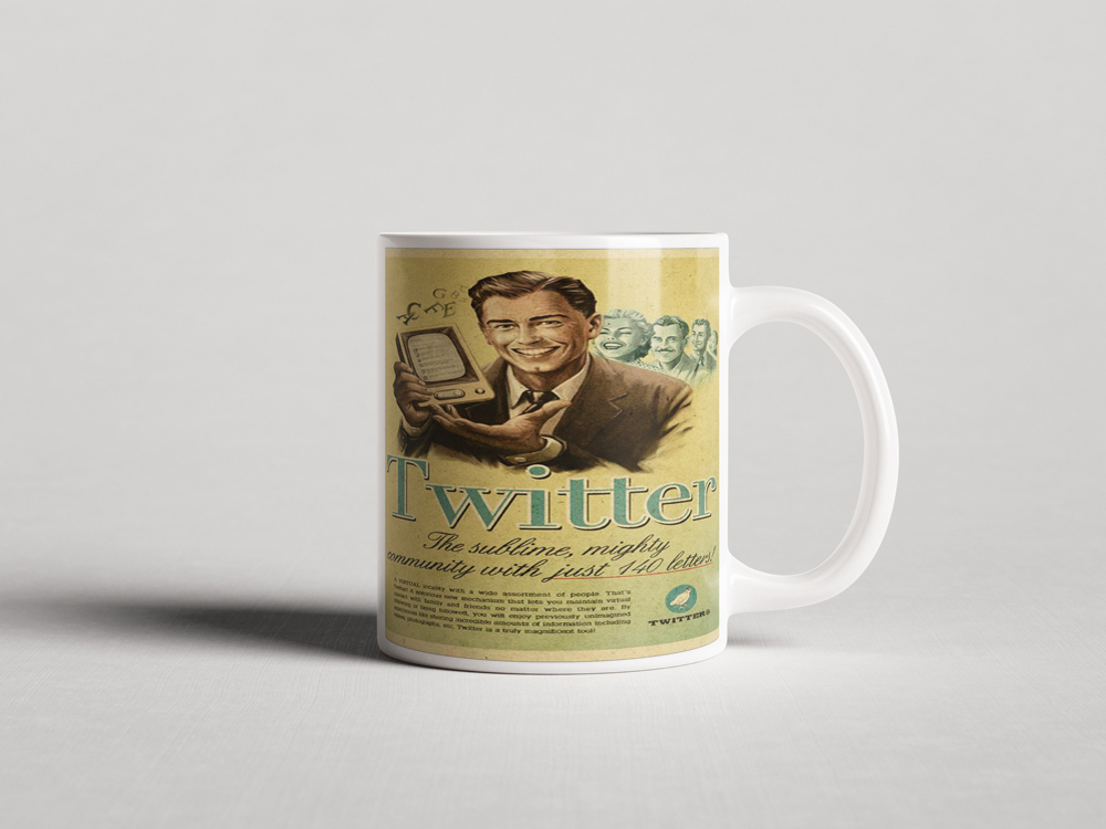 ΕΚΤΥΠΩΜΕΝΗ ΚΟΥΠΑ RETRO TWITTER AD 00357