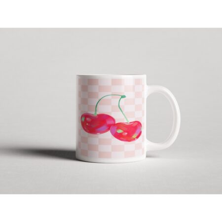 ΕΚΤΥΠΩΜΕΝΗ ΚΟΥΠΑ PINK CHECKERED HEART CHERRIES 00727