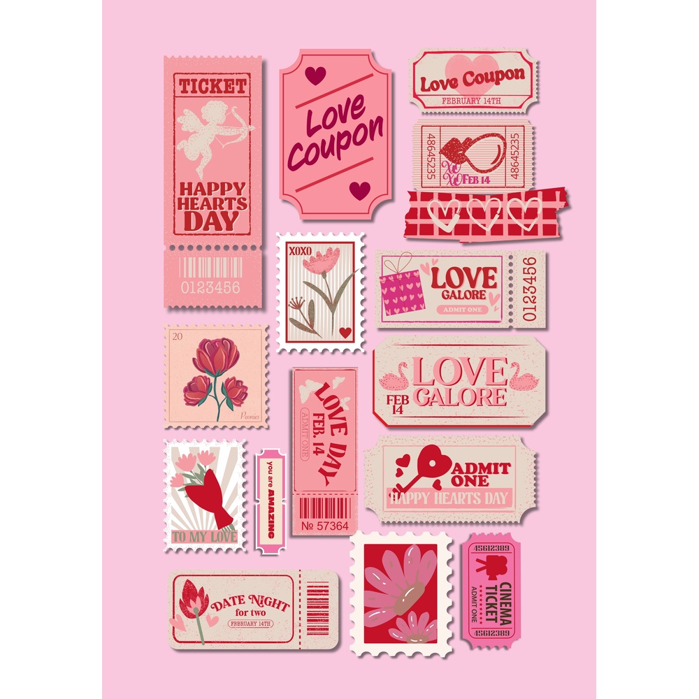 ΕΚΤΥΠΩΜΕΝΗ ΚΟΥΠΑ VALENTINE TICKET STICKERS 00845 - Image 2