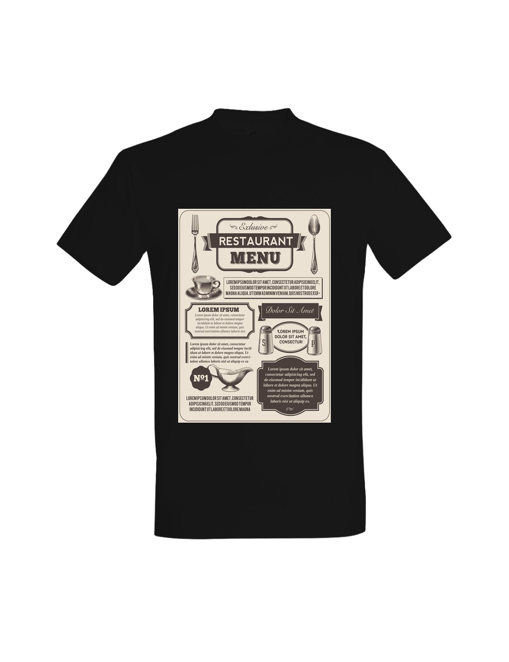 T-shirt Vintage Restaurant Menu 01756